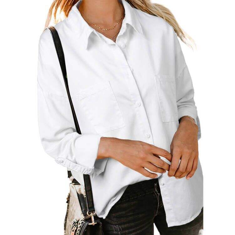 Denim Shirt for Women Collared Button Down Long Sleeve Jean Shirt Top Loose Lightweight Denim Jacket with Pockets manufacture