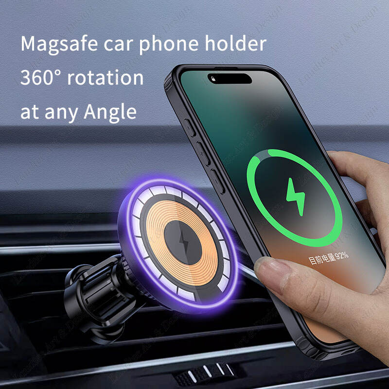 Laudtec SJJ002 Adjustable Rotating 360 Wireless Charger Holders Mount Flexible Universal Mobile Magnetic Stand Car Phone Holder