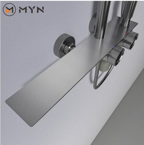 Meiyani Amazon hot sale rainfall water fall  silver  brass matte bathroom shower faucet mixer set taps column manufacture