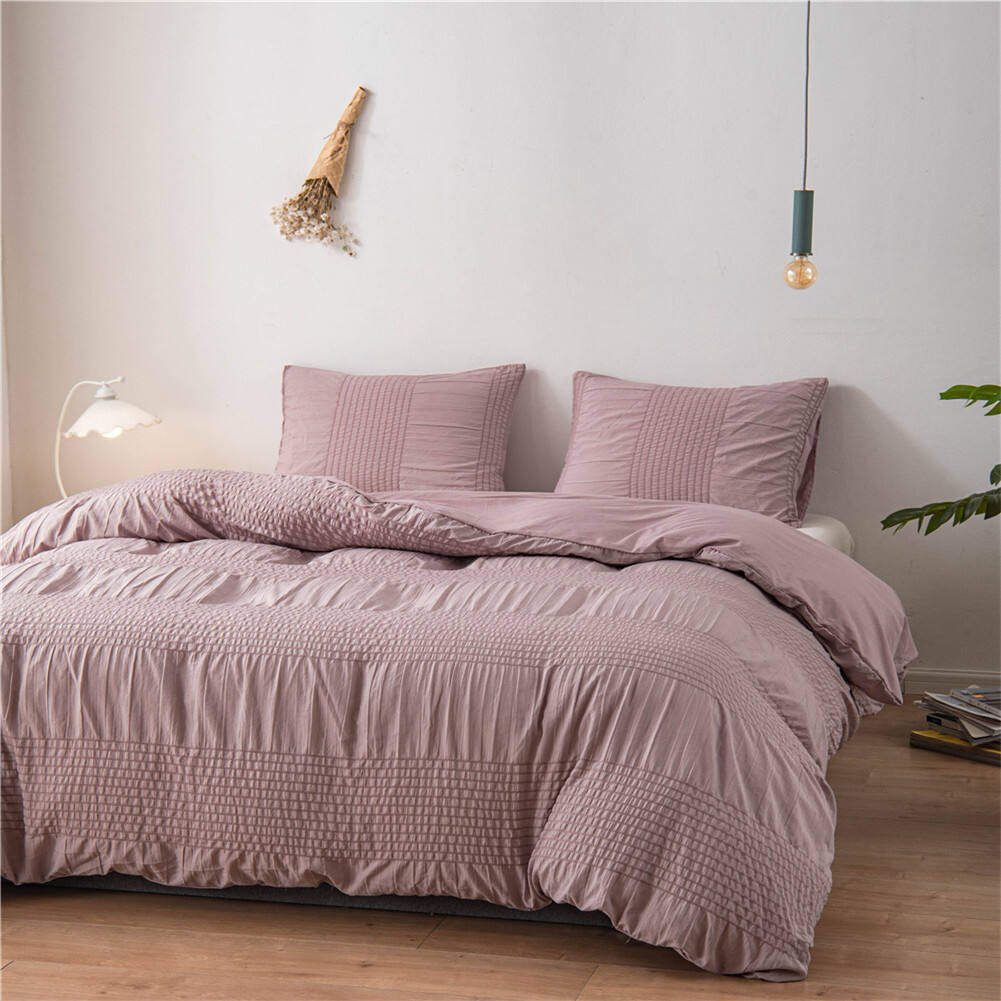 Best Quality polyester luxury seersucker bedding set bedsheet quilt duvet cover bedding set details