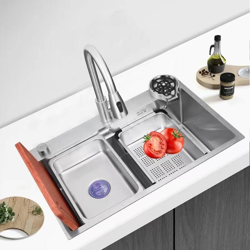 SS Silver color  Kitchen Stainless Steel Sink Single Bowl Kitchen Sink With Draw Out Faucet factory