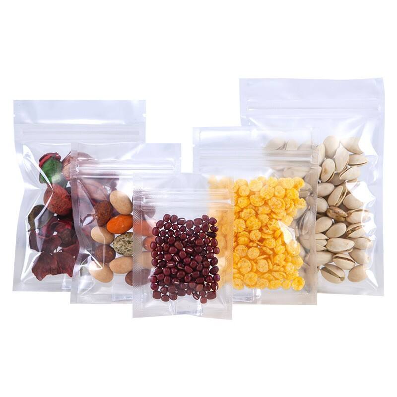 Food Ziplock Klar Custom Print Stand Up Pouch Zip Lock Emballage Gennemsigtig plastpose med lynlåsdetaljer