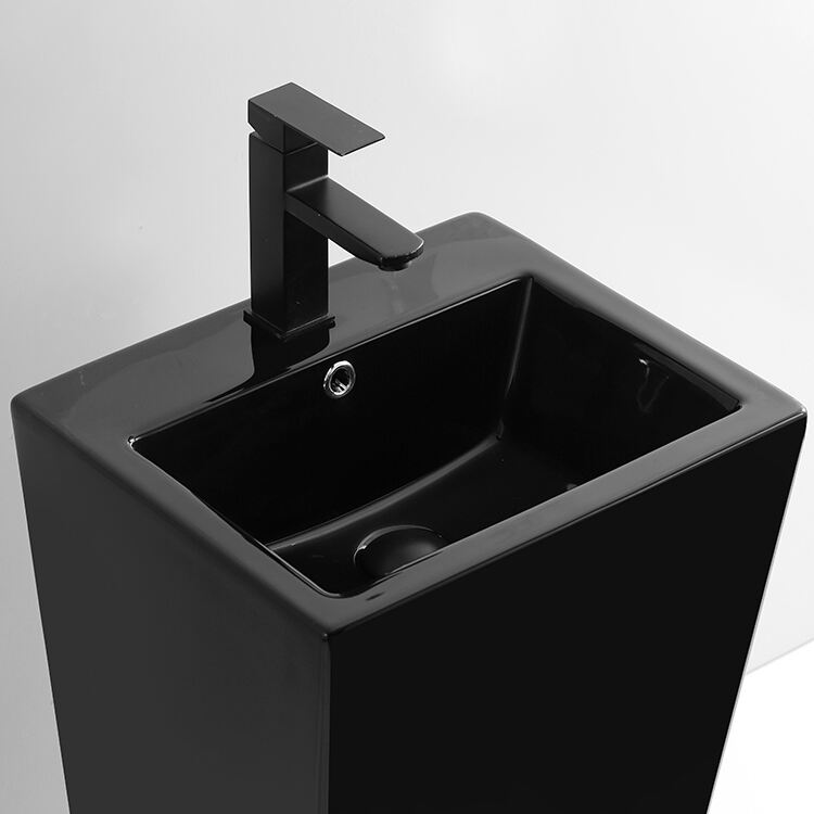 Manufacturer CE CUPC Hand Freestanding Washing Sink Price with Pedestal Bathroom Black Sinks Washbasins Lavobo Basin Porcelain manufacture