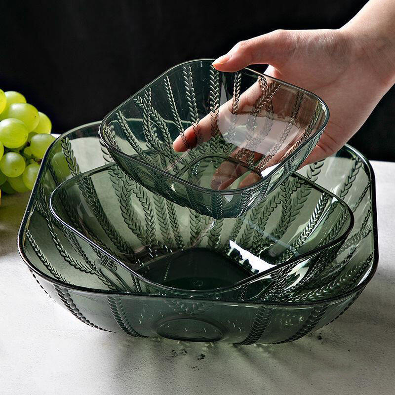 Transparent light luxury fruit plate fruit basin living room tea table salad bowl high-grade snack storage plate factory