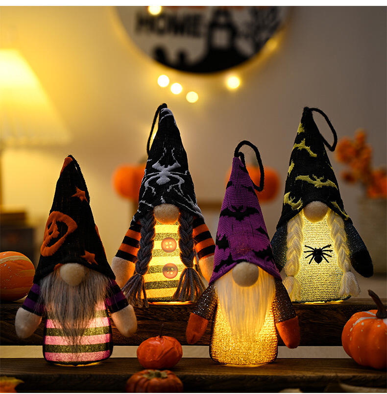 Halloween Gnome Lighted Plush Gnomes Gonk Bat With Lights Hanging Ornaments details