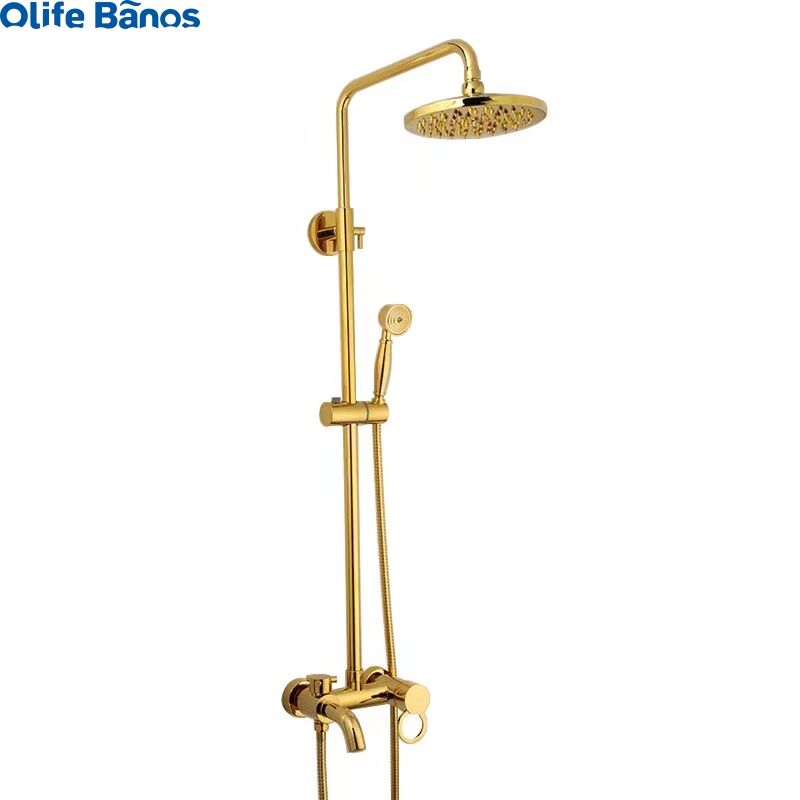 2023 Cheap Price  Gold Luxury Golden Color Bathroom Stainless Steel Waterfall Shower Head  Sprinkler Set supplier