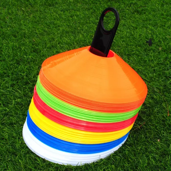 Großhandel Fußballausrüstung Bunte Geschwindigkeit Sport Kunststoff Fußball Fußball Kegel Training Agility Fußball Disc Kegel Set Lieferant