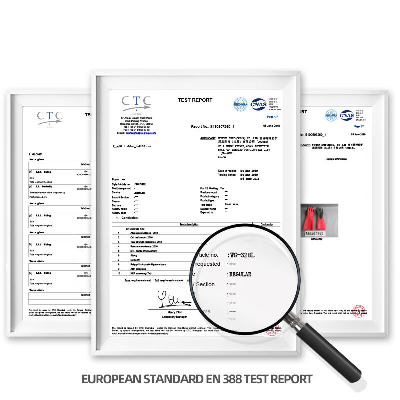 WG-328L Chem Secure kengaytirilgan suv o'tkazmaydigan kimyoviy himoya qo'lqoplari qizil neylon spandex tabiiy lateks qo'lqoplar ishlab chiqarish