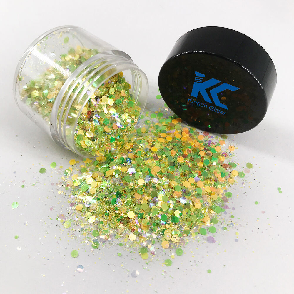 Eco-friendly solvent resistant glitter shaped opal polyester glitter with MSDS factory