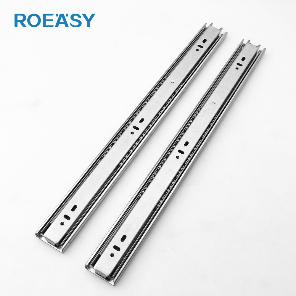 ROEASY BS-4509 Manufacturing soft close telescopic slide push open full extension channel rails ball bearing cabinet drawer slides