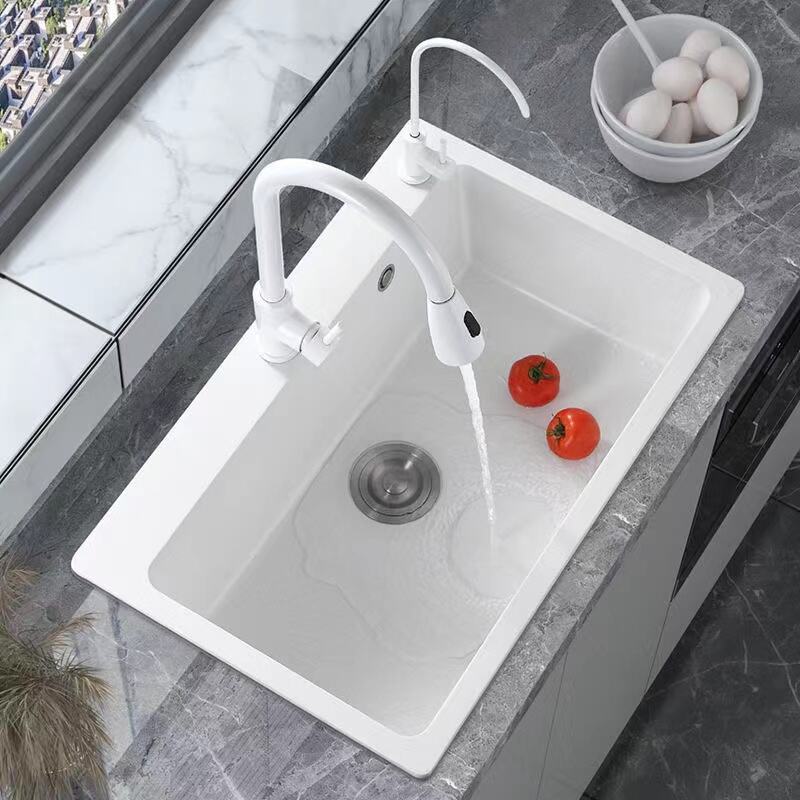 White Modern Sink Stainless Steel  2 hole Kitchen  Small Big Single Bowl Kitchen Basin Fregadero de cocina