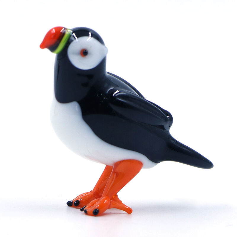 High Quality Handmade Murano Animal Glass Bird Puffin Figurine Ornament details