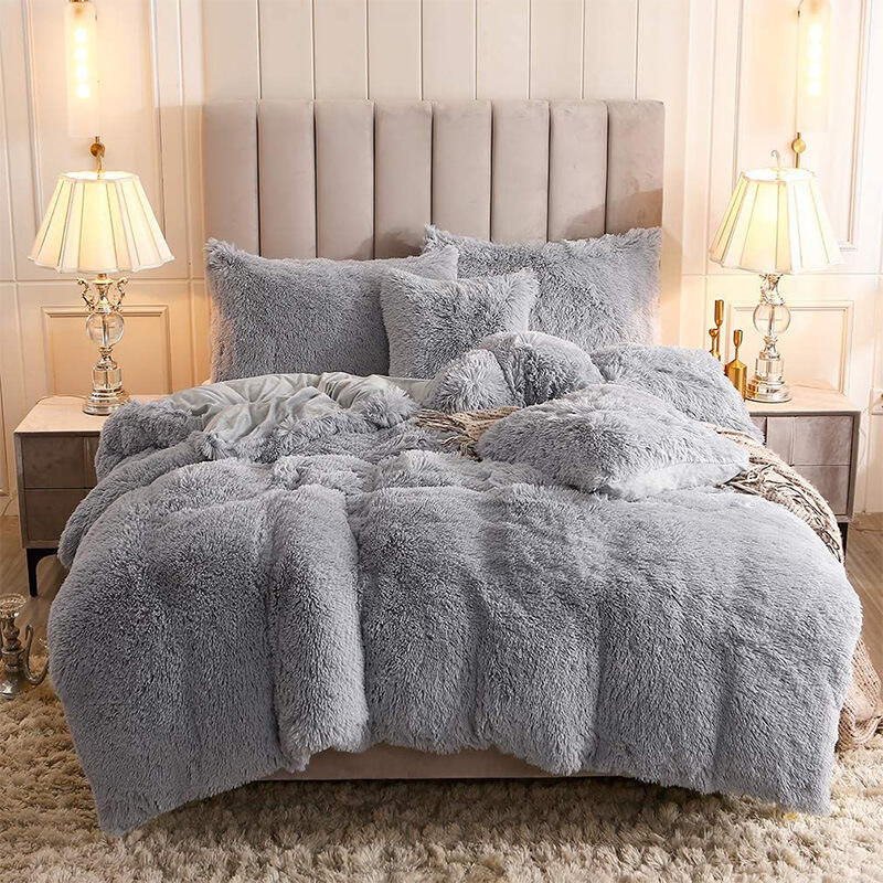 Luxury Plush Shaggy Velvet Fluffy Bed Comforter Set Bedding set details