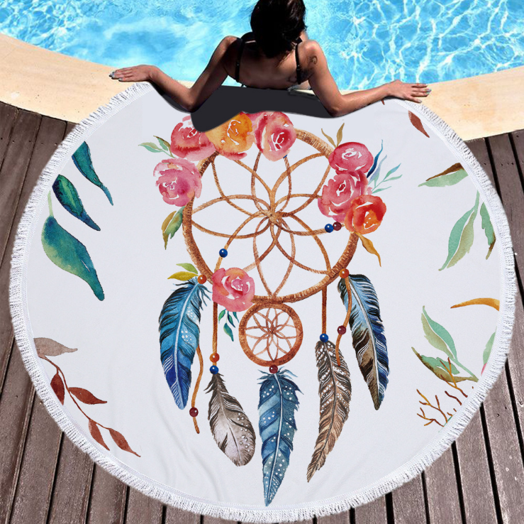 2020 new design Customized Sublimation round printed beach towel With Logo