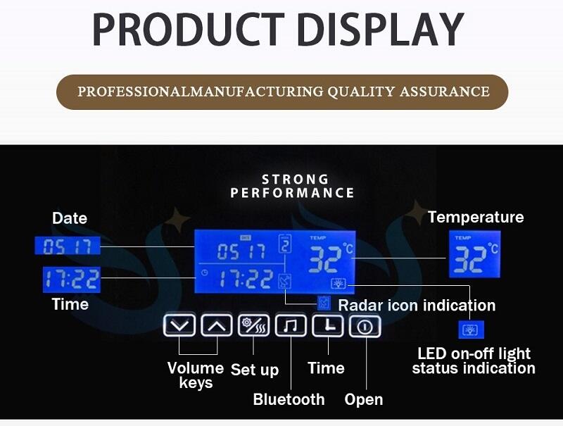 Bluetooth 12V 5A 6 Key Three Color Defogger TimeTemperature Display LED touch smart dimmer switch for bathroom factory