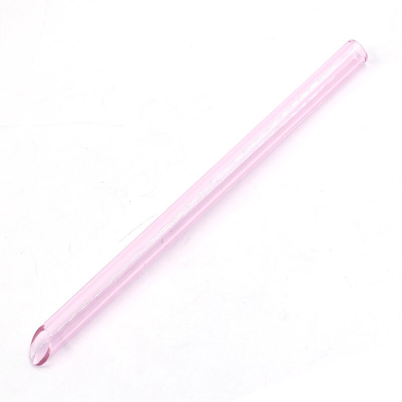 12mm Reusable Colorful High Borosilicate Bevel Pointed Slanted Tip Bubble Tea Glass boba Straw supplier