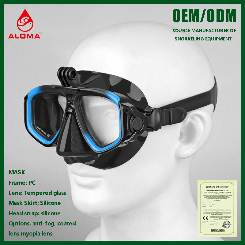 Aloma 2024 New design anti fog two lens silicone diving goggles snorkel gear scuba diving masks with mount manufacture