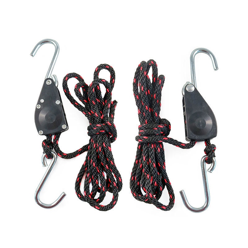 1/4 inch 150lbs load limit reflective rope ratchet tie down pulley system details