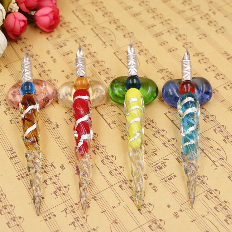 Handmade Borosilicate Murano Glass Dip Pen Holder factory