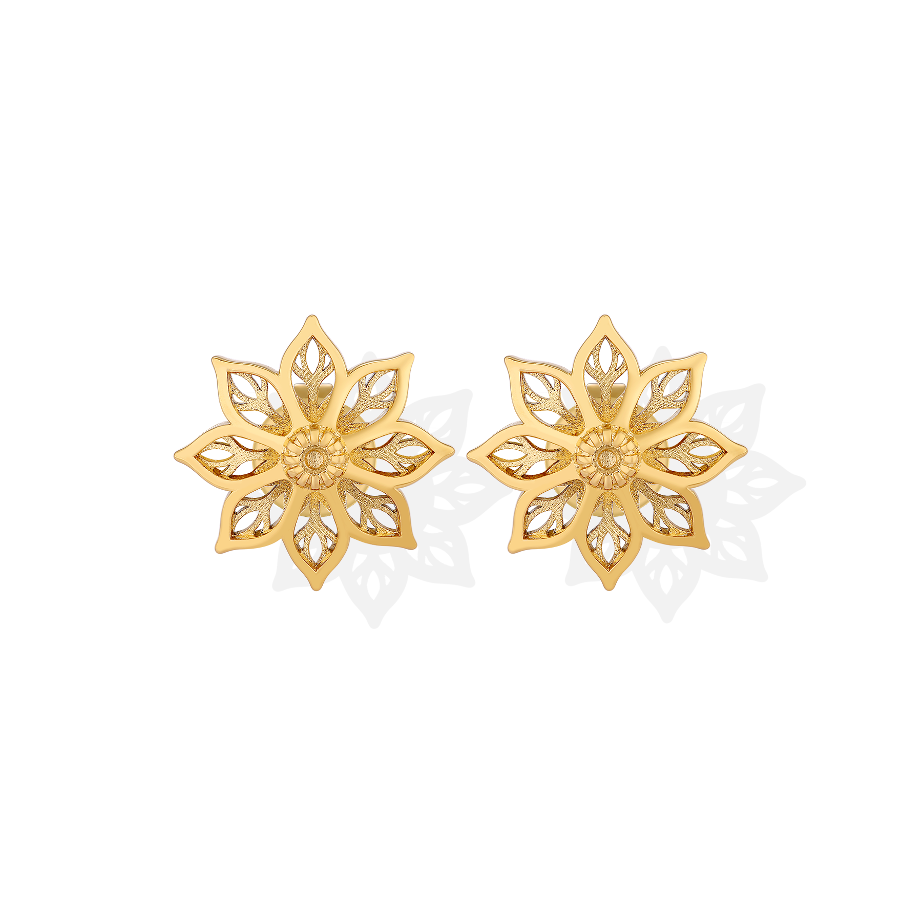 The Hollow Out Flower Design Gold Plating Earring Jewelry