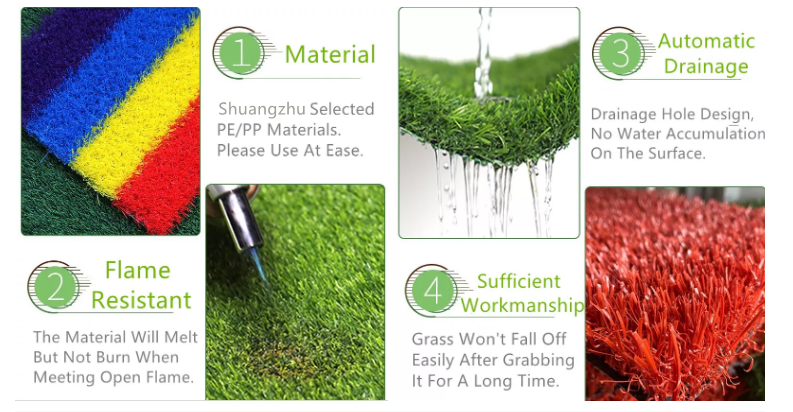 Beautiful Colors Grass Carpet Artificial Outdoor PP + PE Material Green Grass Wall Decor Artificial Lawn details