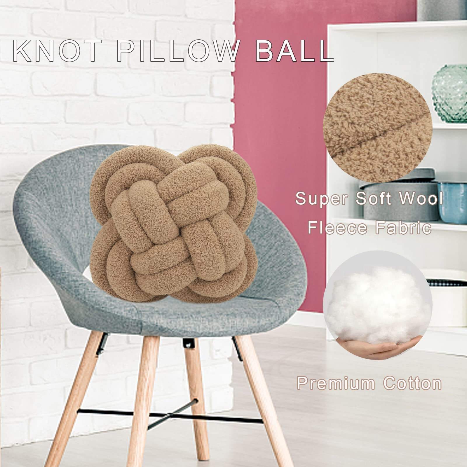 OEM Knot Pillow Square Ball  Decorative Knot Throw Pillows with Soft Lamb Fleece Fabric for Couch Bed  Knotted Home Decor manufacture