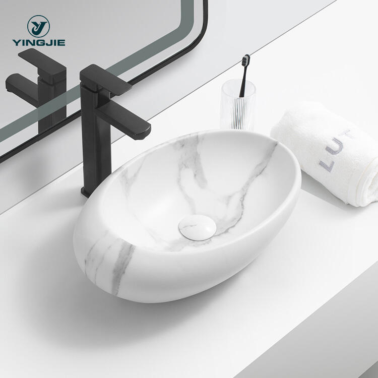 new design hotel room white marble top basin supplier