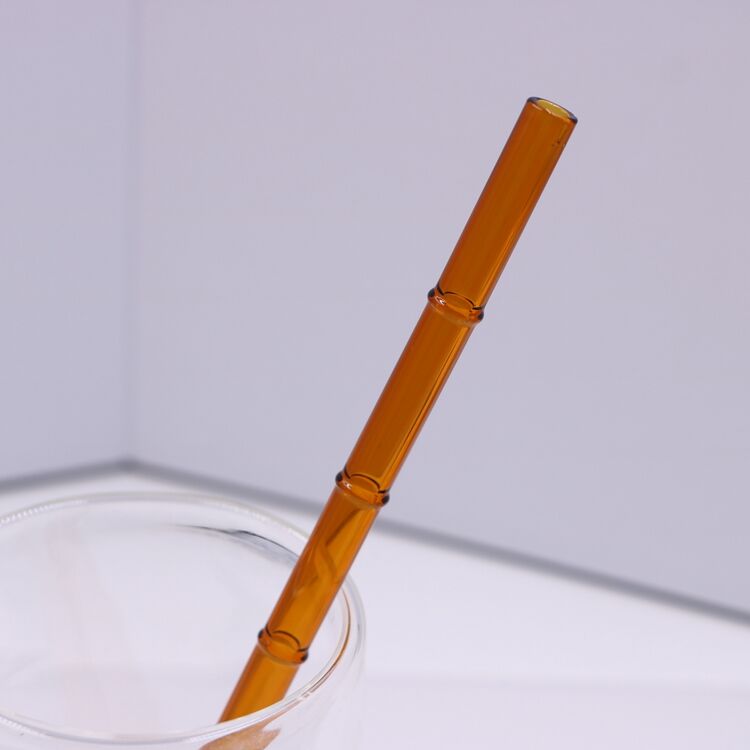 8mm Coloured Borosilicate Bamboo Design Glass Straw details