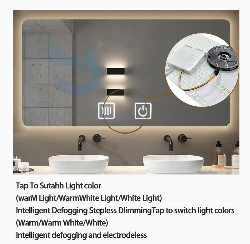 Smart Bathroom Mirror 24W Single Double Color Smart Control Capacitive Dimmer Led Light Touch Switch Sensor supplier