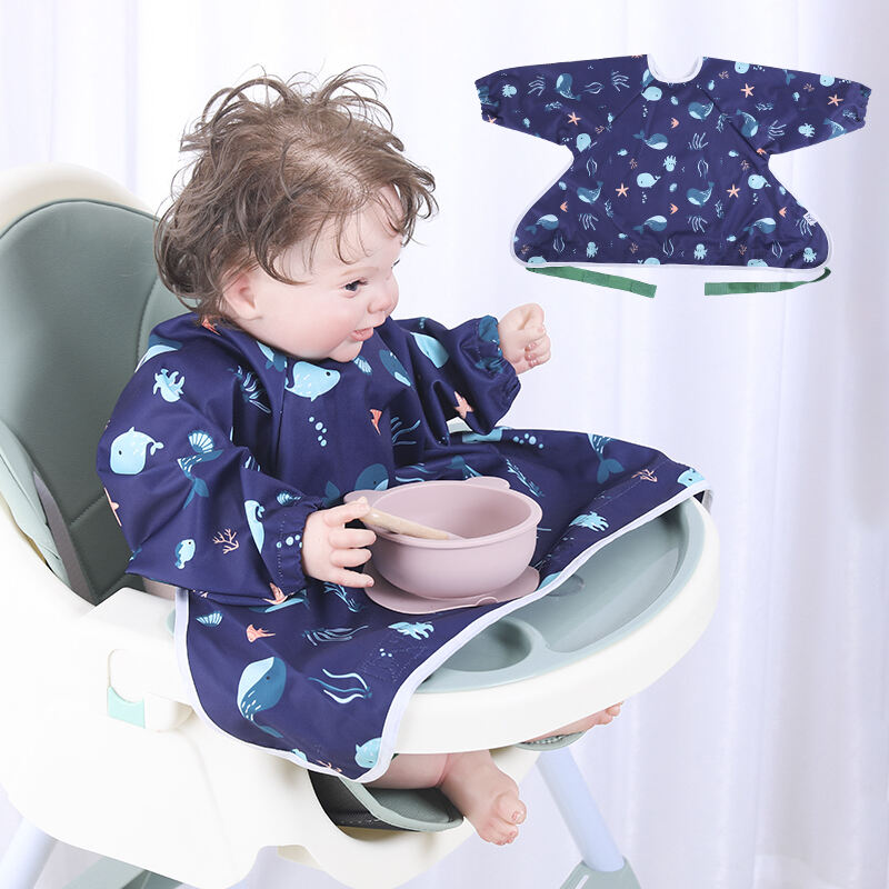 Infant Custom Printed Baby Apron Bib Weaning Smock Bib manufacture