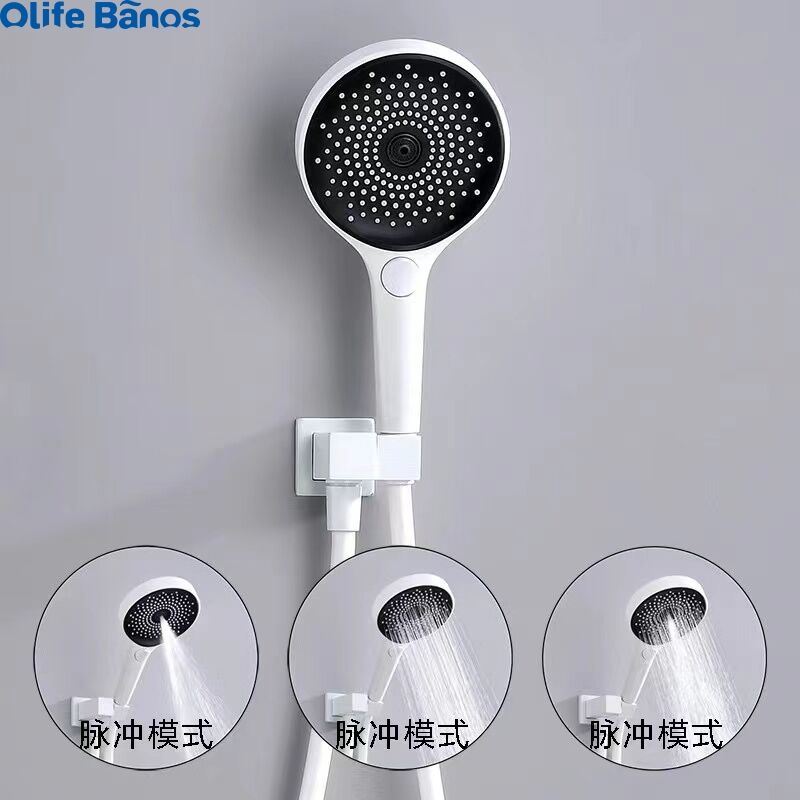 2023 Hot Sale Wall-in  Bathroom Brass Shower Faucet White  Luxury 4 Functions Round Waterfall Head Shower Set supplier