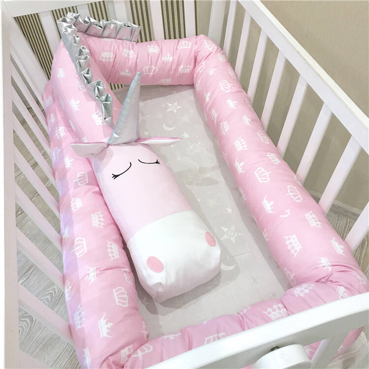 Cushion Soft Knot Pillow Baby Bed Set All Round Braided 3M Pink, Baby Braided Crib Knotted Soft Comfortable Snake Head Guard manufacture