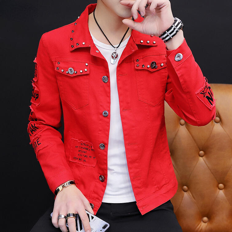 Wholesales Fashion Streetwear Jeans Blazer Jacket Men Rivet Motorcycle Coat Hip Hop Patchwork denim Jean Jackets Men 2023 factory