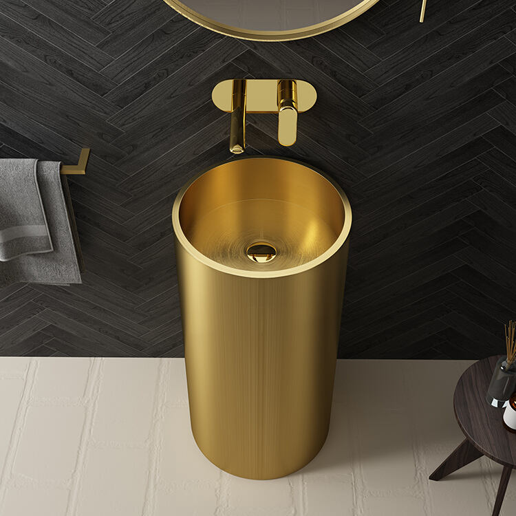 Luxury Stainless Steel Decorative Designer Bathroom Sink Golden Hand Wash Art Basins Bowls 304 Pedestal Sinks supplier