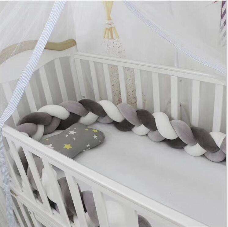 Baby Bed Crib Bumper Weave Newborn Nursery Knotted Braided Colorful Decorate 4 Stranded Bumper manufacture