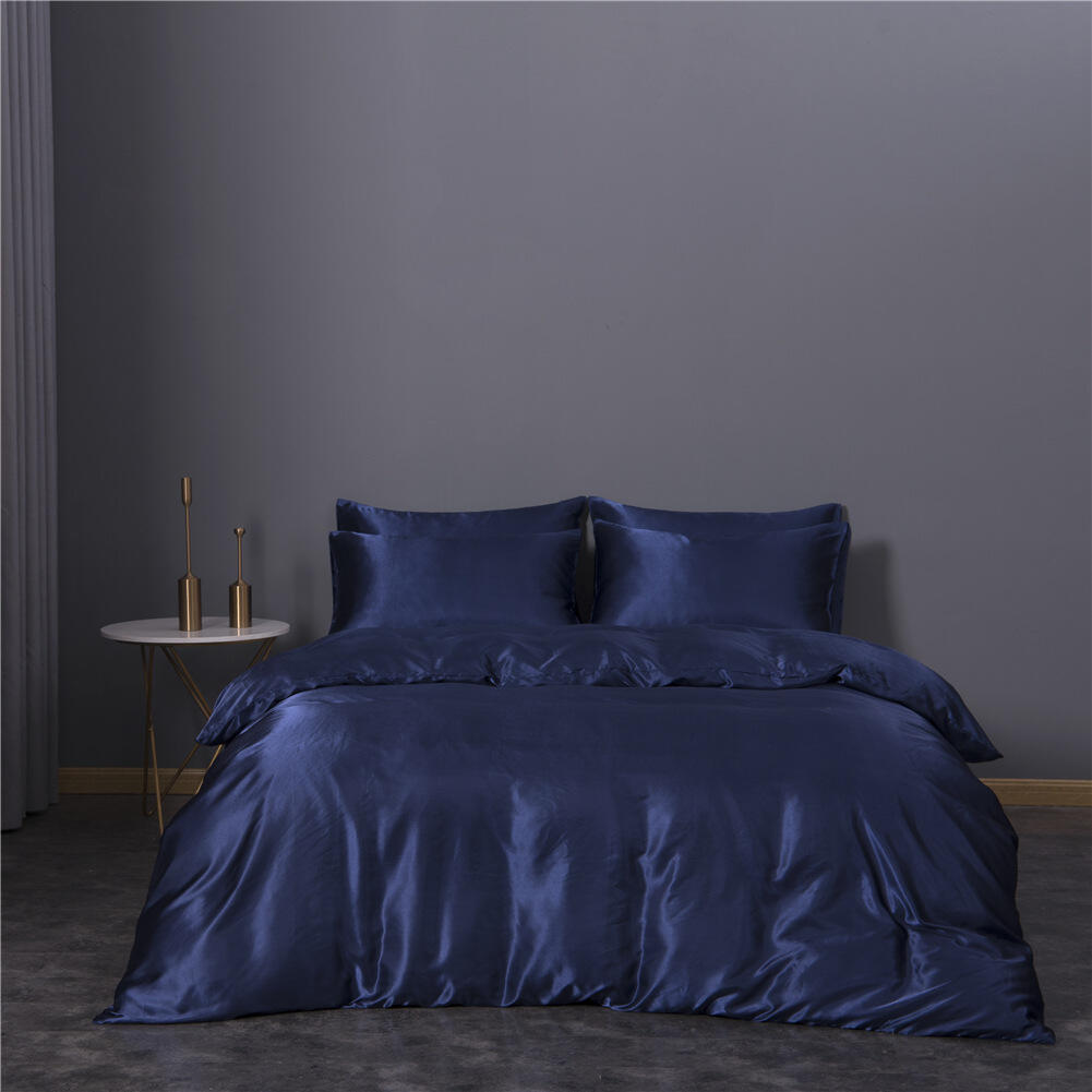 wholesale solid color imitated Silk luxury satin 3pcs comforter bedding set manufacture