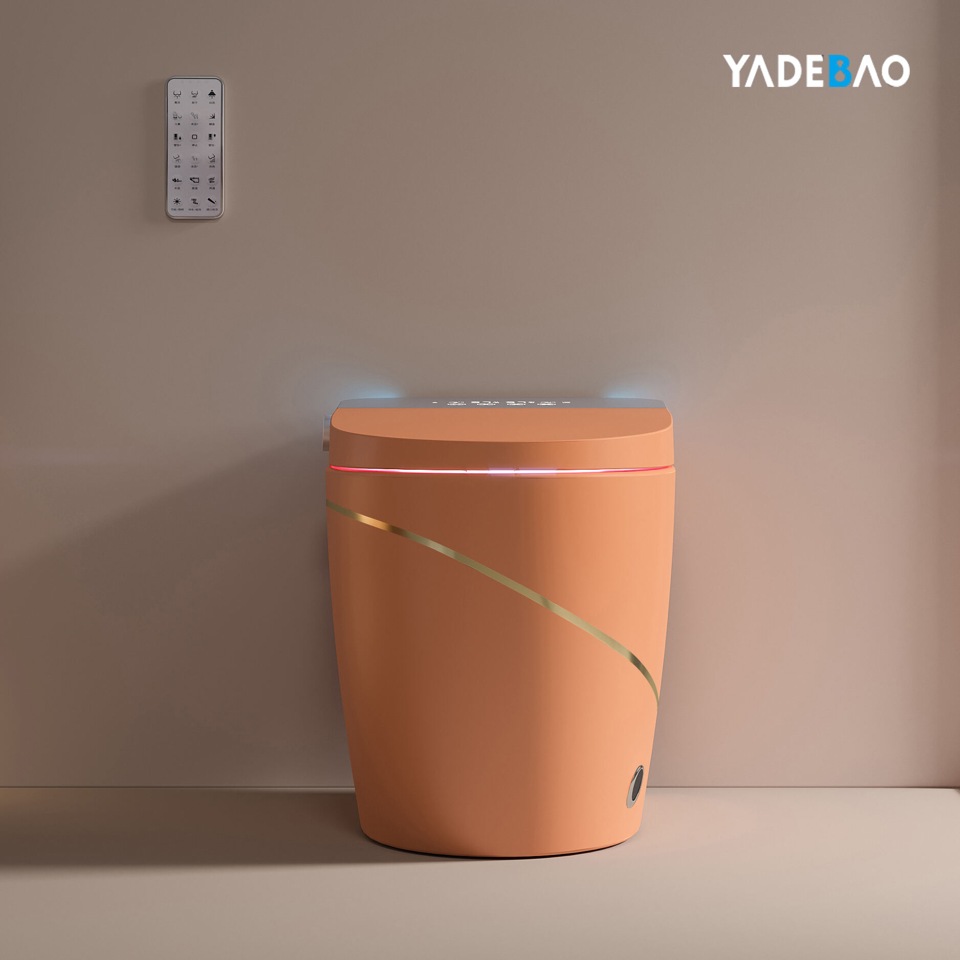 High-grade auto flush toilet orange gold design automatic intelligent toilet bathroom one piece smart toilet supplier