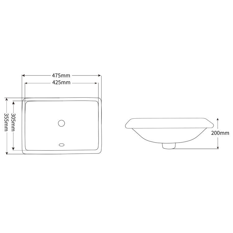 Cupc Bathroom Ceramic Sanitary Ware rectangular Under Counter Hand Wash Basin Ceramic Undermount Sink supplier