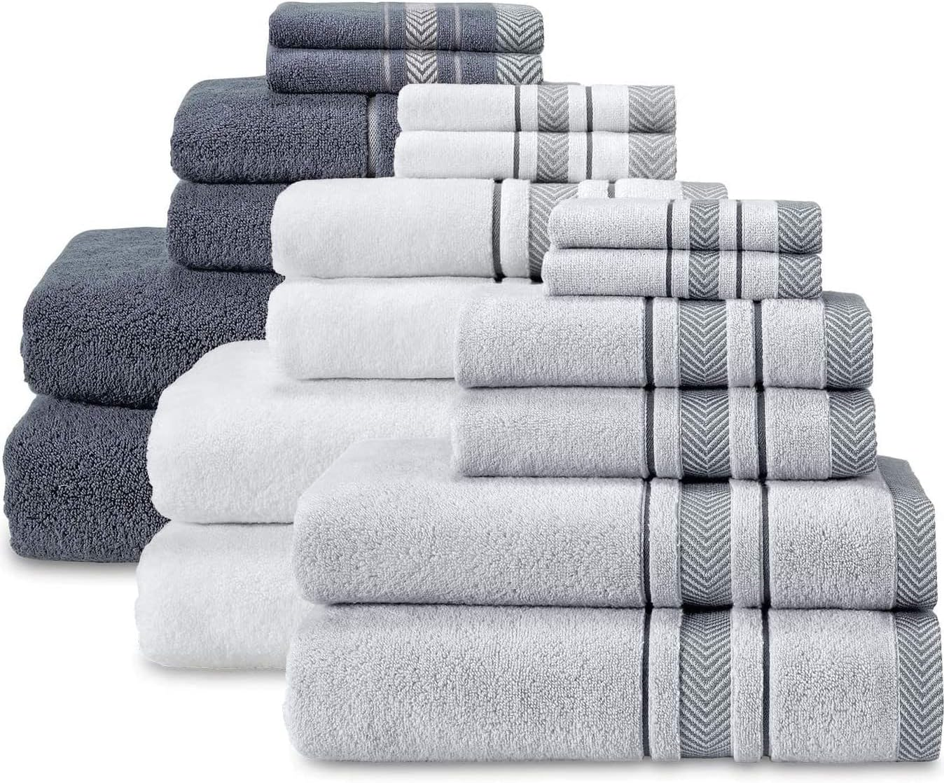 2024 New Home Hotel use 100% Soft Cotton Terry  Luxury White Grey 70x140cm Bath Hand Face Towel 3-pcs Sets Customizable factory