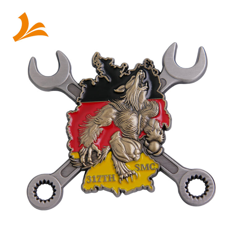 Custom Werewolf Spanner High Quality Zinc Alloy Metal Irregular Shape 3D Coin Double Antique Plated Coin supplier