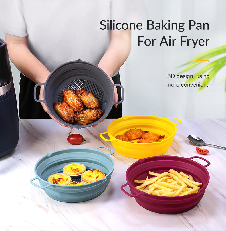 7.5 Inch Heat-resistant Foldable Round Silicone Air Fryer Liners Pot supplier