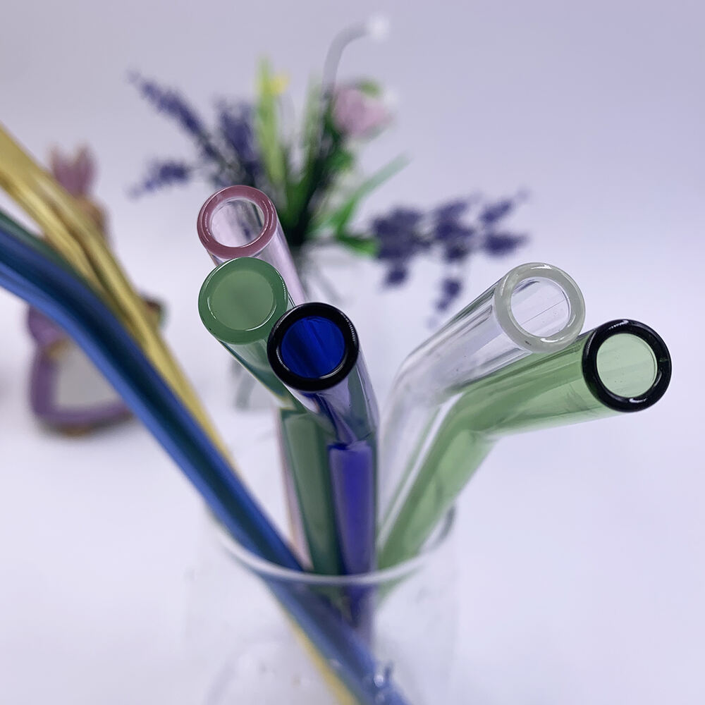 10mm Eco Friendly Reusable Borosilicate Straight Curved Bent Glass Drinking Straw supplier