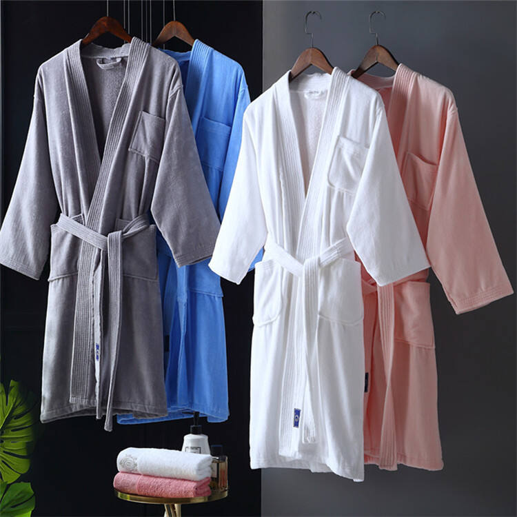 Unisex 100% Cotton Hotel SPA Cut pile bathrobe manufacture