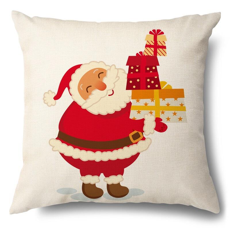 Christmas home decoration popular custom style linen cotton linen pattern christmas pillow covers