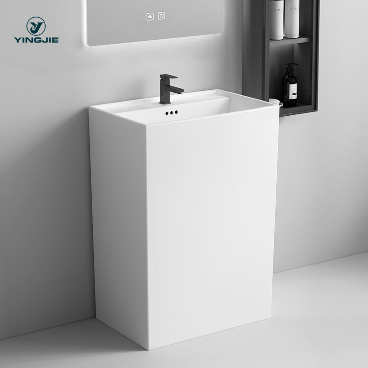 sanitary wares rectangular wash basin ceramic with pedestal for bathroom manufacture