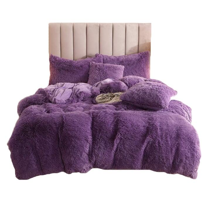 Comforter Set Purple plush warm winter fluffy crystal velvet overcover large luxury bedding sets