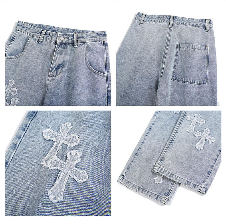 Men Baggy Jeans Streetwear Hip Hop Low Rise details