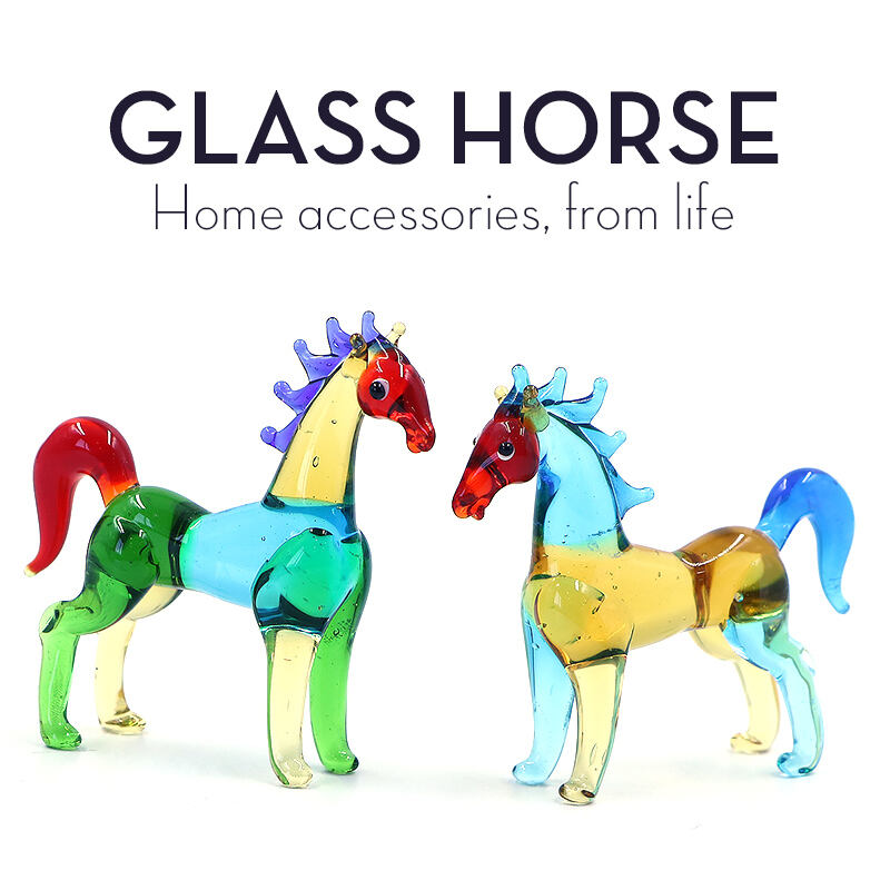 High Quality Sculpture Art Glass Horse Figurine Animal Home Decor Products factory