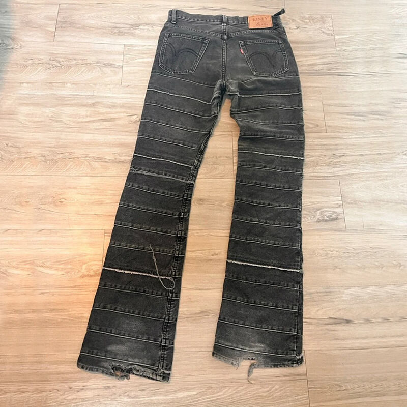 DiZNEW popular stone wash paint best quality slim men denim pants jean factory