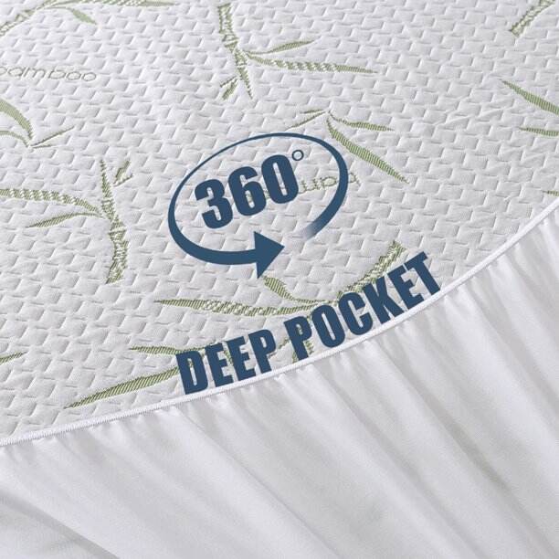 16" Fitted Deep Pocket Breathable & Comfortable Cooling waterproof bamboo mattress protectors factory